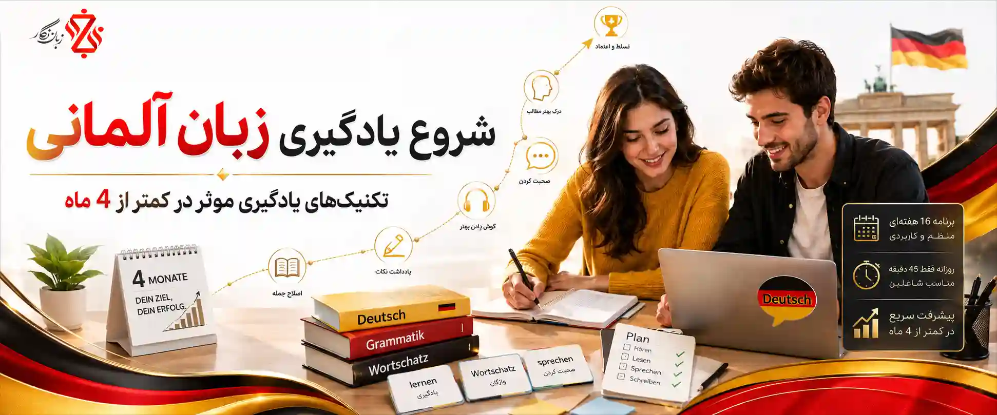 شروع یادگیری زبان آلمانی[ تکنیک‌های یادگیری موثر در کمتر از 4 ماه]